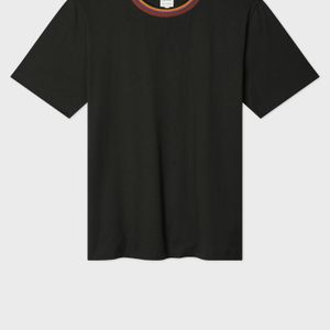 Paul Smith Black 'Artist Stripe' Collar T-Shirt for men