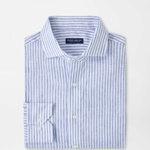 Peter Millar Blue Astino Lino Stripe Shirt for men