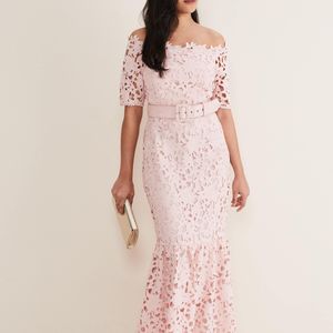 Phase Eight Pink Petite Tallula Lace Bardot Maxi Dress