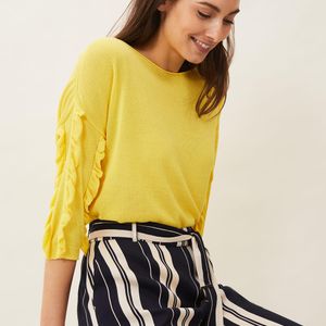 Phase Eight Yellow Helina Frill Sleeve Jumper