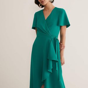 Phase Eight Green Julissa Ruffle Wrap Midi Dress