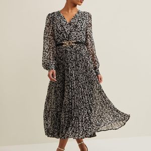 Phase Eight Petite Ayana Spot Pleat Midaxi Dress