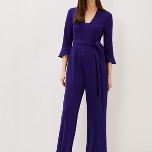 Phase Eight Blue Eydie Fluted Sleeve Jumpsuit