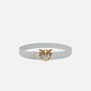 Pinko White Love Birds Leather Belt 3Cm