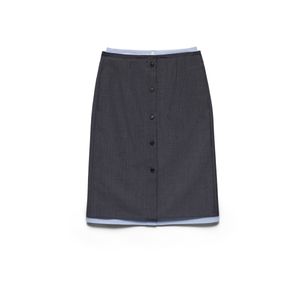 Prada Blue Light Mohair And Chambray Skirt, Slate