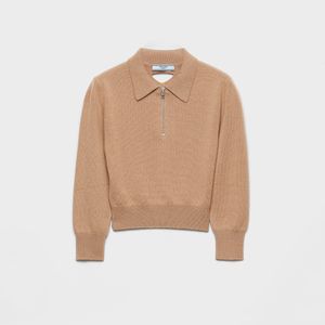 Prada Natural Cashmere Polo Sweater