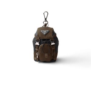 Prada White Mini Icon Re-Nylon Keyring Charm for men