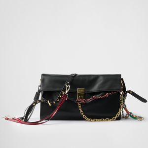 Prada Black Soft Sound Large Leather Shoulder Bag With Charms