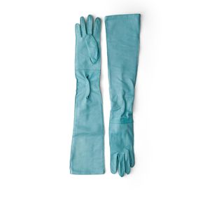 Prada Blue Leather Long Gloves, Anise