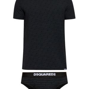 DSquared² Black Logo-Print T-Shirt Set for men