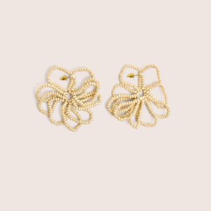 Public Desire Natural Beaded Flower Earrings Beige