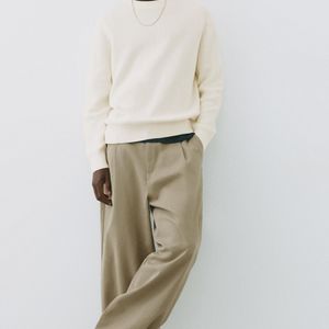 Pull&Bear Natural Basic Knit Jumper for men