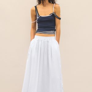 Pull&Bear White Long Poplin Skirt