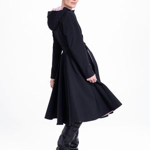 RainSisters Blue Fit And Flare Coat With Full Circle Skirts