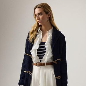 Ralph Lauren Blue Cotton-Silk Shawl-Collar Cardigan