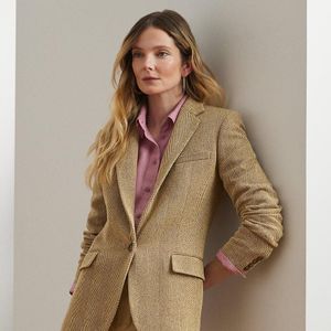 Ralph Lauren Natural Cotton-Blend Herringbone Blazer