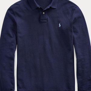 Polo Ralph Lauren Slim-Fit Langarm-Polo aus Piqué in Blau für Herren