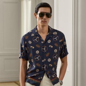 Ralph Lauren Blue Printed Silk Camp Shirt for men