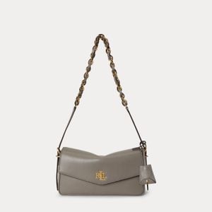 Ralph Lauren Grey Nappa Leather Medium Farrah Shoulder Bag