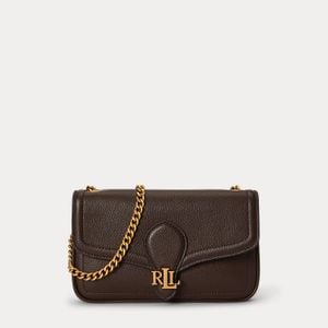Ralph Lauren Brown Pebbled Leather Bradley Crossbody Wallet
