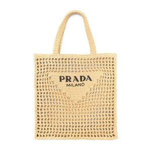 Prada Metallic Raffia Tote Bag