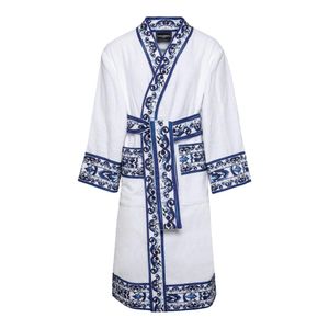 Dolce & Gabbana Blue Printed Edges Bathrobe