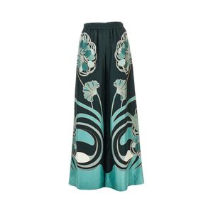 LaDoubleJ Green Printed Silk Palazzo Pants