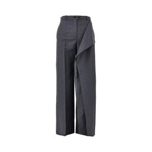 Jil Sander Blue Draped-Effect Fil-À-Fil Wool Pants
