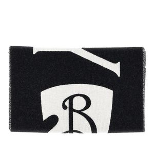 Burberry Black Jacquard Logo Wool Scarf for men