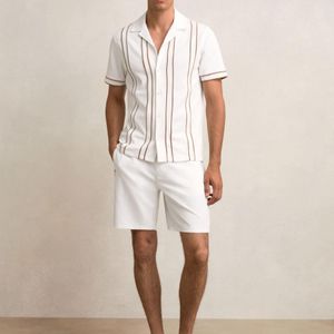 Reiss Natural Angus - White Textured Drawstring Shorts, Xxl for men