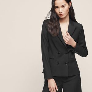 Huxley Cropped Jacket - Cropped Double-breasted Blazer Reiss de color Negro