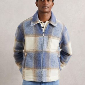 Reiss Blue Stone & Zip-Through Check Overshirt for men