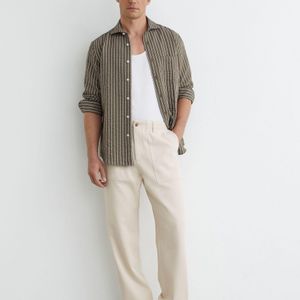 Reiss White Cotton And Wool Relaxed-Fit Trousers for men