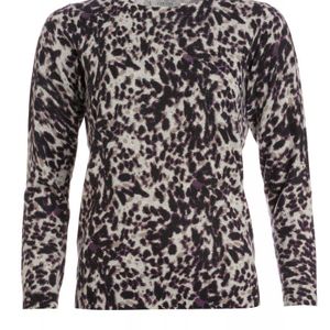 Cocoa Cashmere Black And Grey Animal Print Loose Fit Jumper