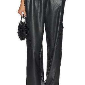 LAPOINTE Black Textured Faux Leather Jogger