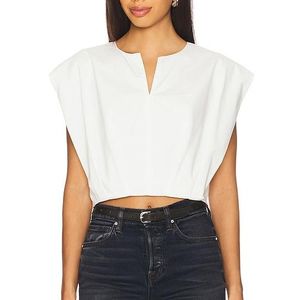 Jonathan Simkhai White Wrenli Pleated Top