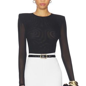 L'Agence Black 'Agence Trista Shoulder Pad Bodysuit