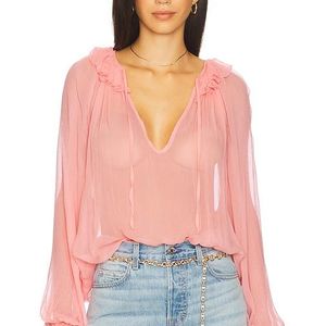 Lovers + Friends White Evelyn Sheer Top