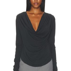 Free People Black Jane Long Sleeve Top