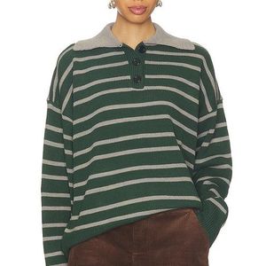 ALL THE WAYS Green Clydie Polo Sweater