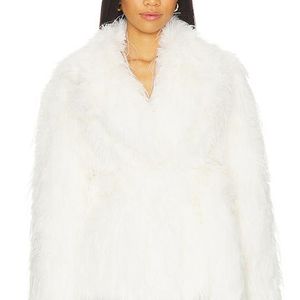 Lamarque White Isla Faux Fur Coat