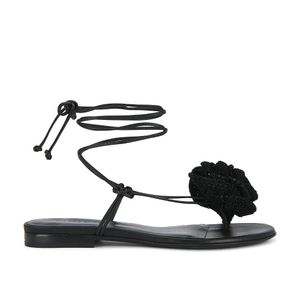 Magda Butrym Black Wrap Around Flower Sandal