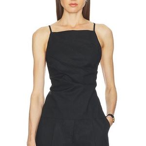 Lovers + Friends Black Linen Pamela Top