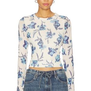 Rag & Bone Blue Yana Printed Mesh Long Sleeve Tee