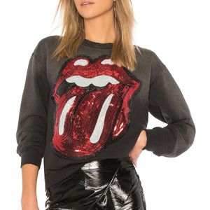 MadeWorn Grau Rolling Stones Sequins Sweatshirt