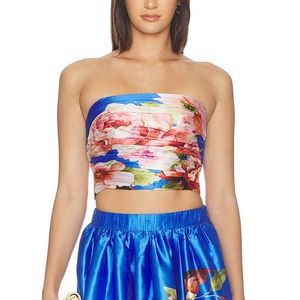 Hemant & Nandita Blue Strapless Shoulder Top