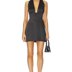 MORE TO COME Black Christine Halter Mini Dress