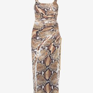 Roberto Cavalli White Python Print Midi Dress