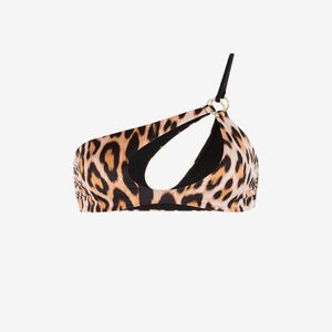 Roberto Cavalli White Leopard Print Bikini Top