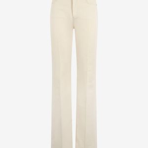 Roberto Cavalli White Cotton Denim Bootcut Trousers